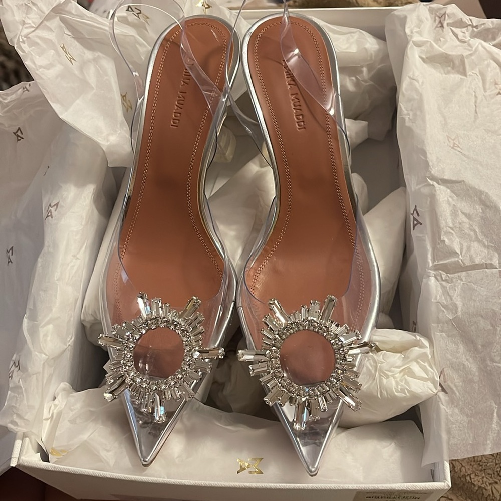 Begum glass sling transparent plexi heel Amina muaddi